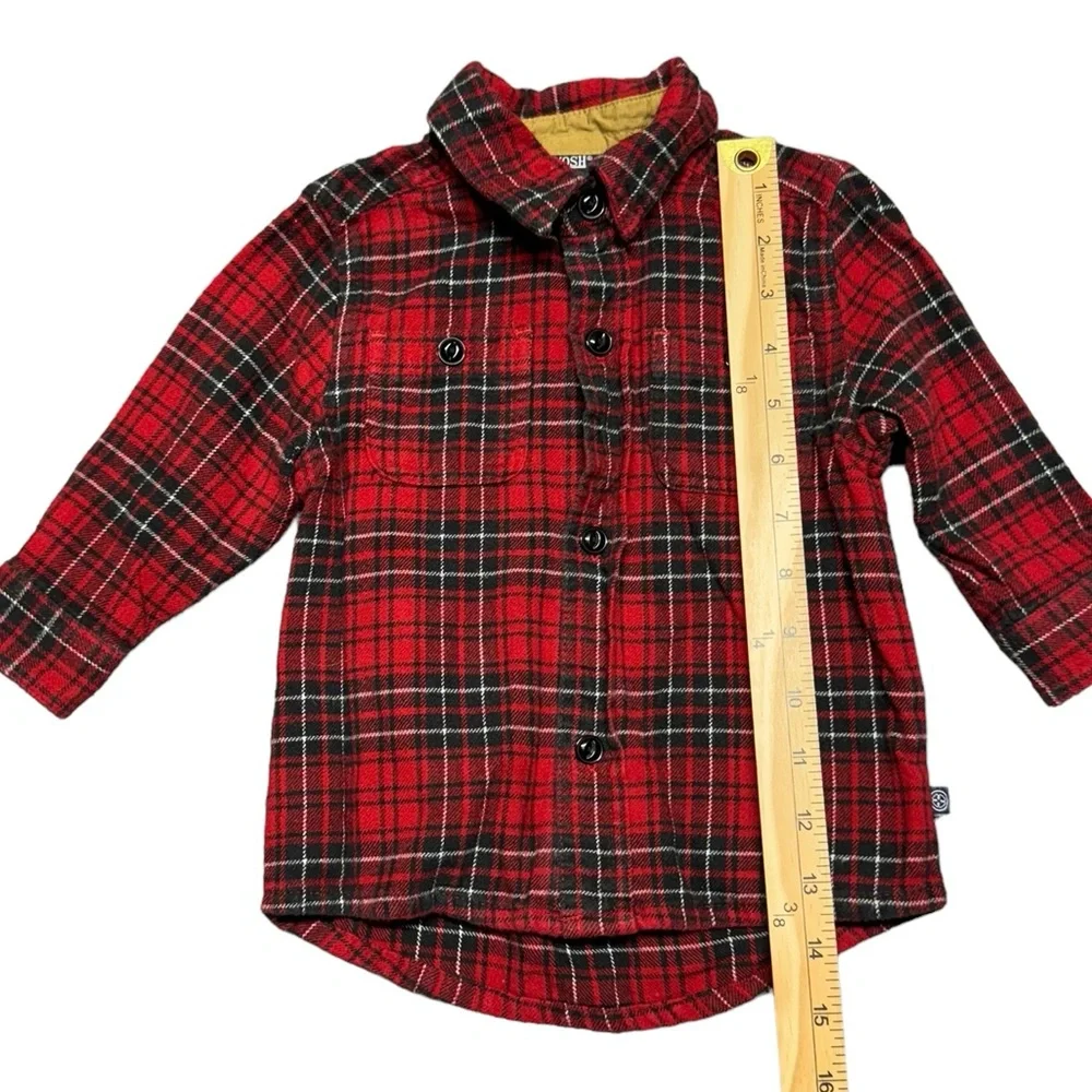 OshKosh B'gosh Flannel Shirt Button Up Long‎ Sleeve Boys 18 Month Red Casual